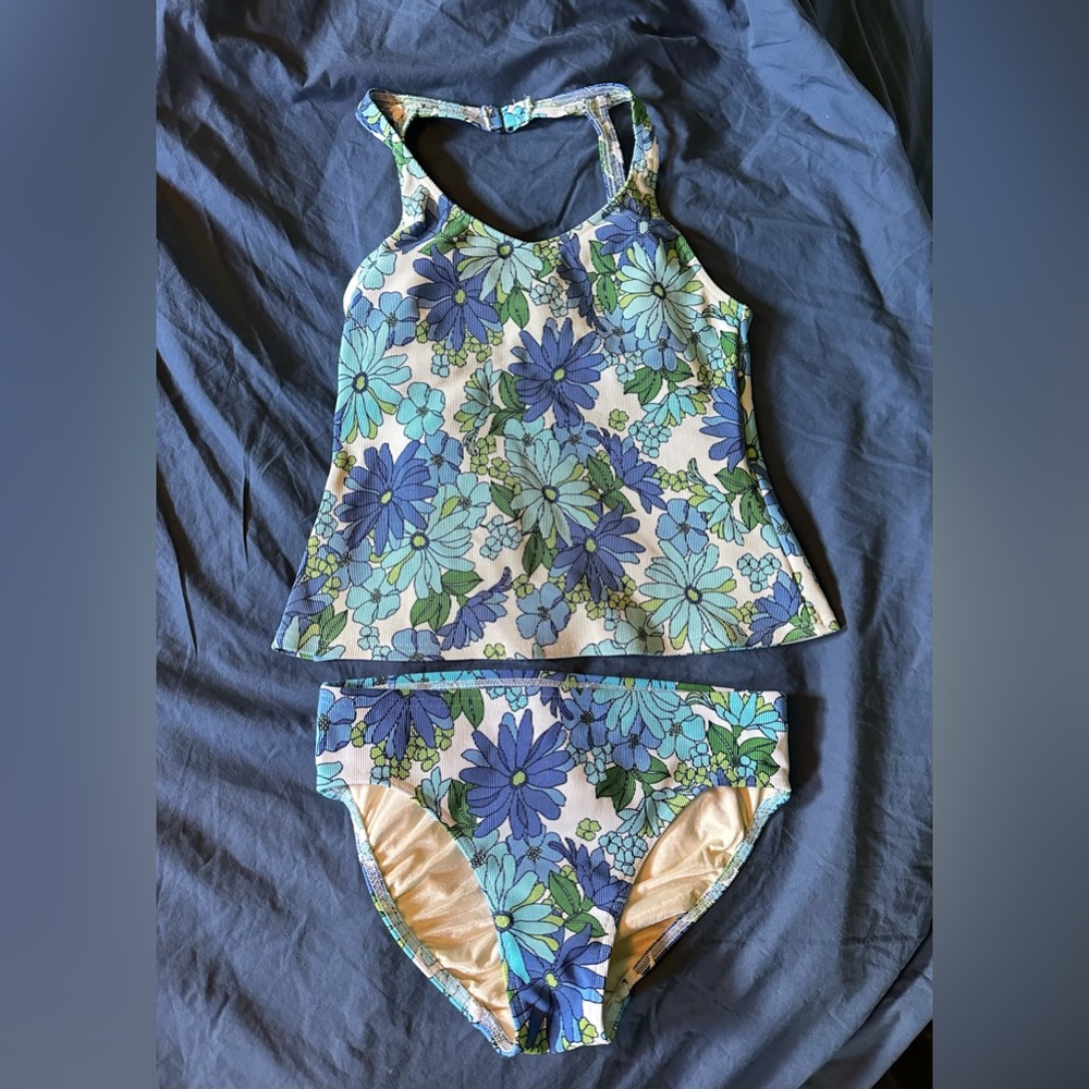 Groovy retro print Lands End Tankini 8 bathing swim suit
